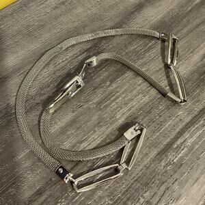 Vintage Silver Mesh Waist Belt with Geometric Links